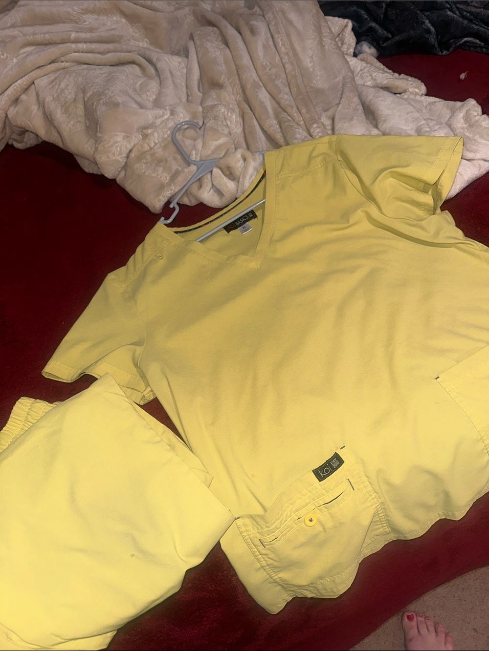 koi Yellow V-Neck Scrub Top and Pants Set